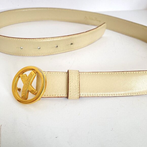 By Paloma Picasso Cream XL US 32 EU 85 Supple Italian Leather Belt main image 5